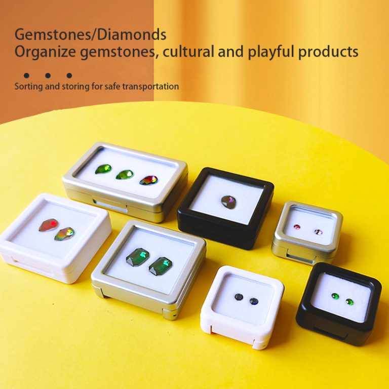 Gem box Acrylic square box, transparent ring face, bare stone diamond gemstone box, bare diamond colored gemstone box, jewelry display box, storage box