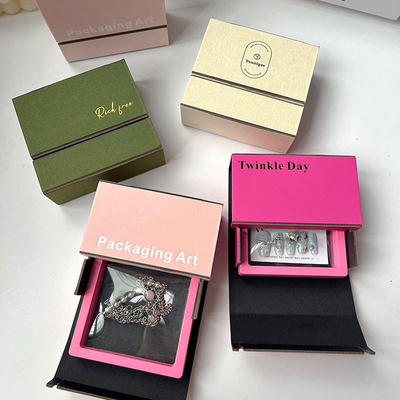 Wholesale Simple Ins Style Cardboard Square Jewelry Drawer Box Drawstring Closure for Necklace Ring Pendant Earring Gift Box