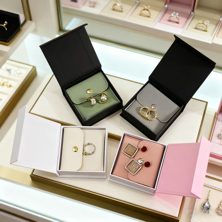 Custom Logo Flip up Gift Jewelry Box Printed Magnetic Jewelry Packaging