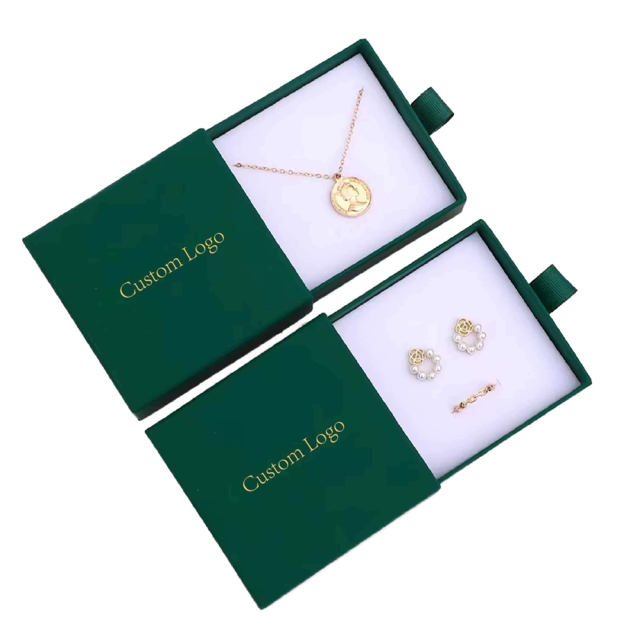 1 Custom Logo 9*9cm Dark Green High Quality Jewelry Packaging Box - Image 1