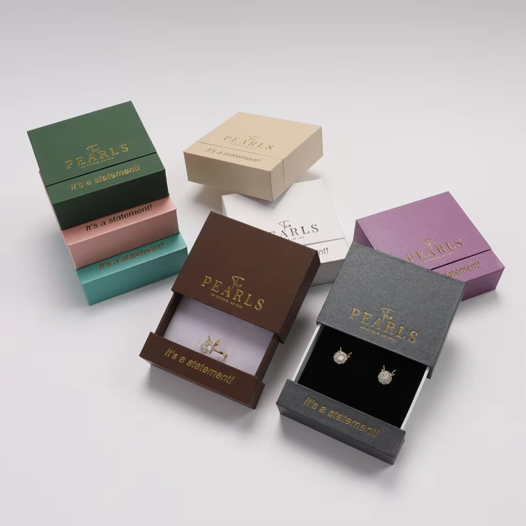 Square Jewelry Drawer Box Drawstring Closure for Necklace Ring Pendant Earring Gift Box