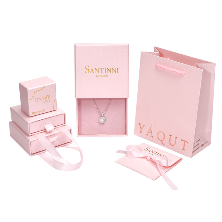 Cardboard Magnetic Pink Jewelry Box Package - Image 4