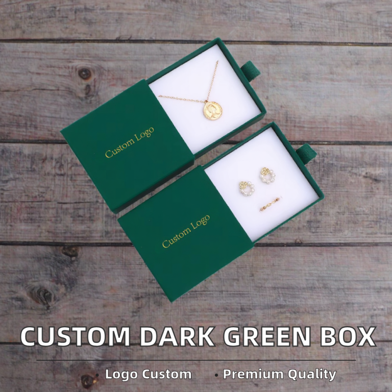 Custom Logo 9*9cm Dark Green High Quality Jewelry Packaging Box - Image 3