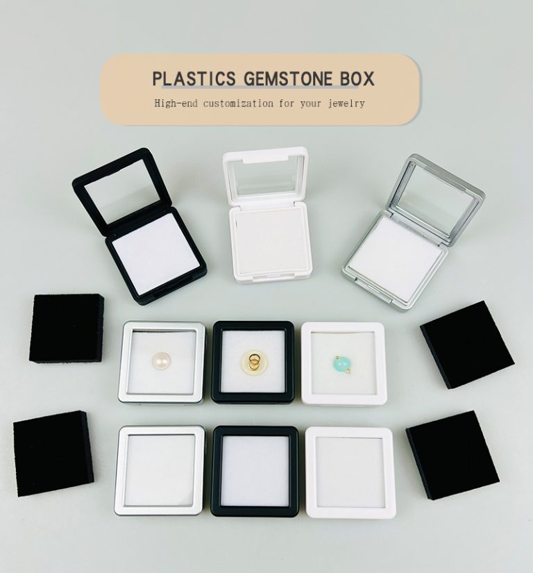 Plastic flip cover glass surface gemstone bare stone box