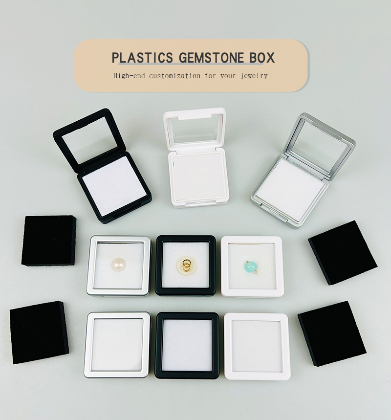 Plastic flip cover glass surface gemstone bare stone box