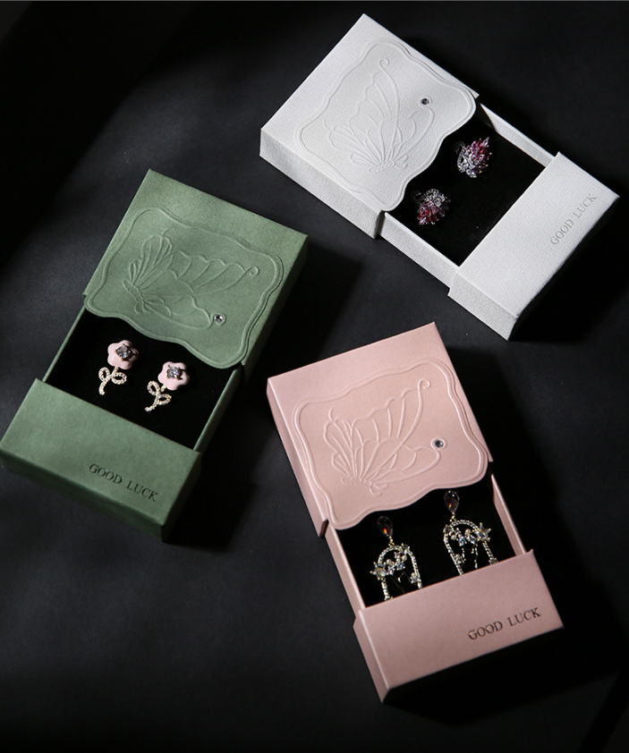 Customized drawer paper box jewelry packaging with hot stamping logo