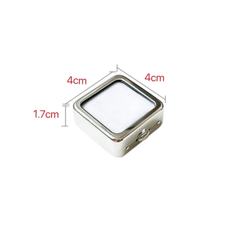 Press the metal square box with a glass surface