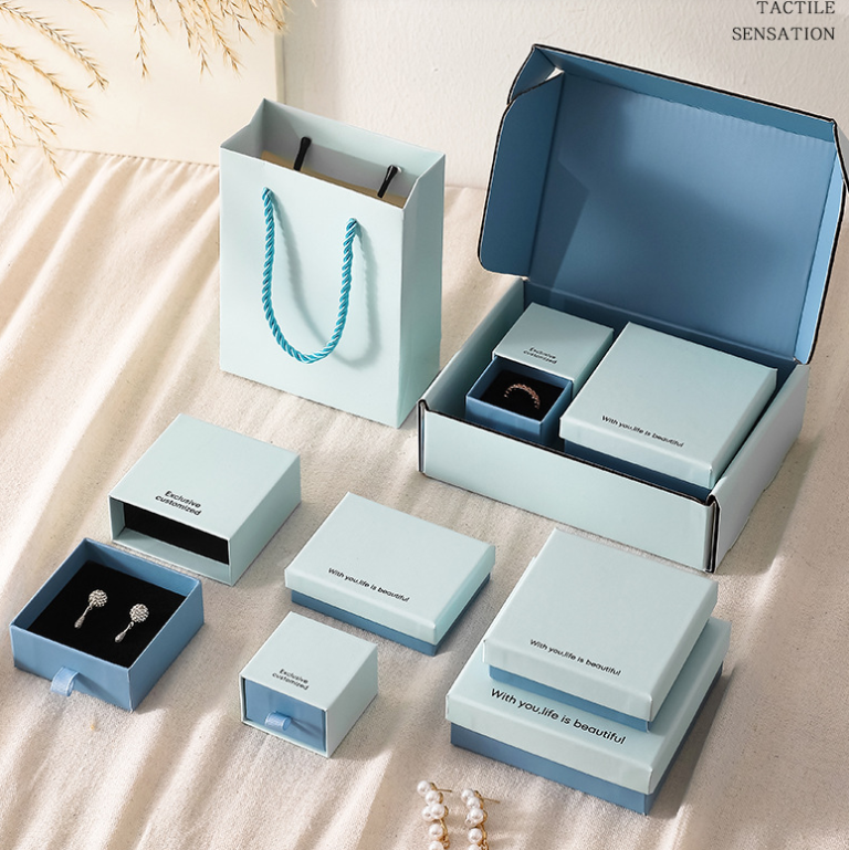 Handmade Drawer Jewelry Packaging Box for Necklace Ring Earrings Valentine's Day Box