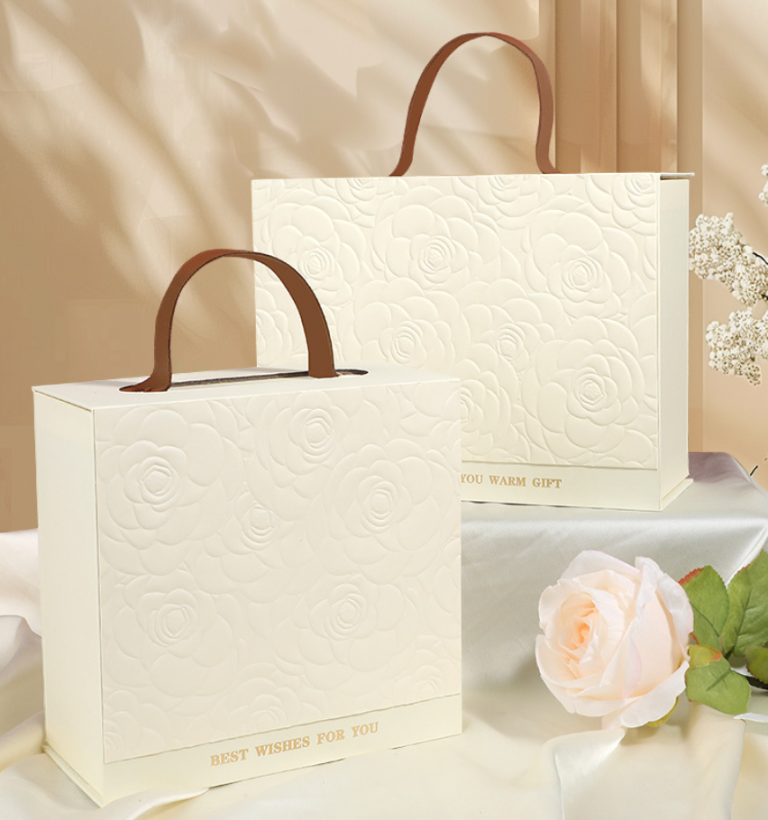 Luxury Magnetic Flip Rigid Flat Folding Gift Box with Handle with Ribbon Storage Gift Boxes with Custom Logo - Image 5