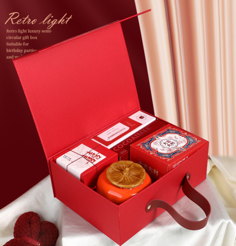 Luxury Magnetic Flip Rigid Flat Folding Gift Box with Handle with Ribbon Storage Gift Boxes with Custom Logo - Image 6