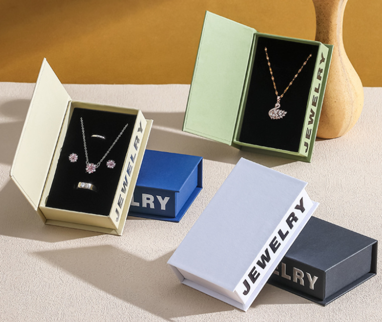 Printed Recyclable Book Style Paper Bracelet Ring Earring Necklace Packaging Jewelry Boxes