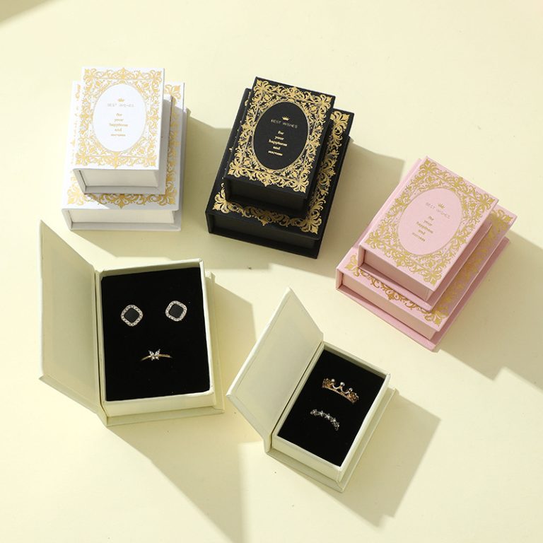 Luxury Jewelry Magnetic Boxes with Ribbon Handmade Necklace Earrings Cardboard Jewelry Boxes
