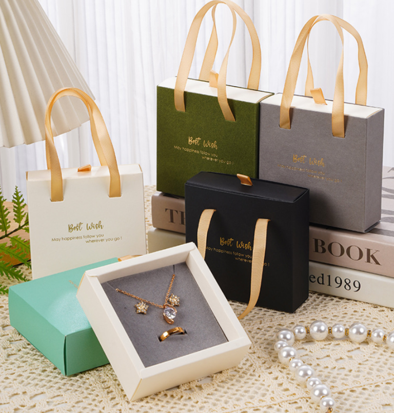 Portable foldable drawer box Jewelry packaging Box Earrings Rings Pendant Customized Logo - Image 3