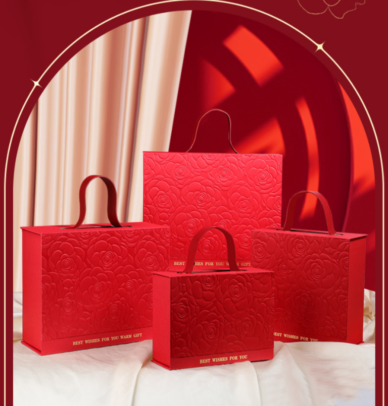 Luxury Magnetic Flip Rigid Flat Folding Gift Box with Handle with Ribbon Storage Gift Boxes with Custom Logo - Image 4